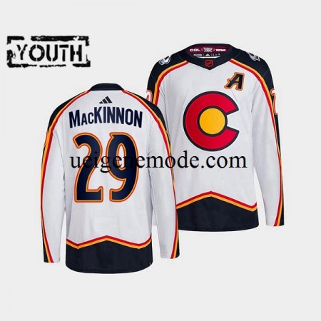 Kinder Colorado Avalanche Eishockey Trikot Nathan MacKinnon 29 Adidas 2022-2023 Reverse Retro Weiß Authentic